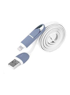2 In1 Micro Usb 8-Pin Lightning Sync Data Charging Cable White