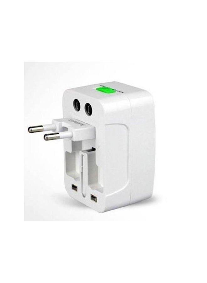 ماركة غير محددة - مقبس كهرباء شامل كل أنواع القوابس مزود بمنفذي USB أبيض - Image 1