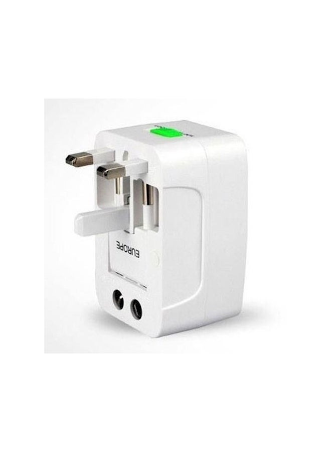 ماركة غير محددة - مقبس كهرباء شامل كل أنواع القوابس مزود بمنفذي USB أبيض - Image 1