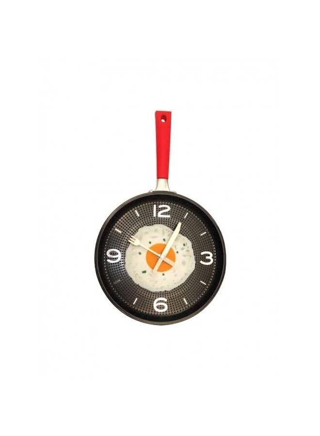 Omelet Fry Pan Kitchen Fried Egg Design Wall Clock Multicolour 
