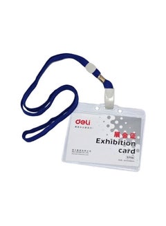 Deli Exbition Card Holder With Lanyard Blue 