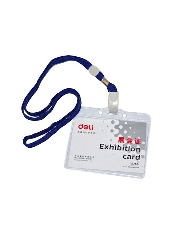 Exbition Card Holder With Lanyard Blue