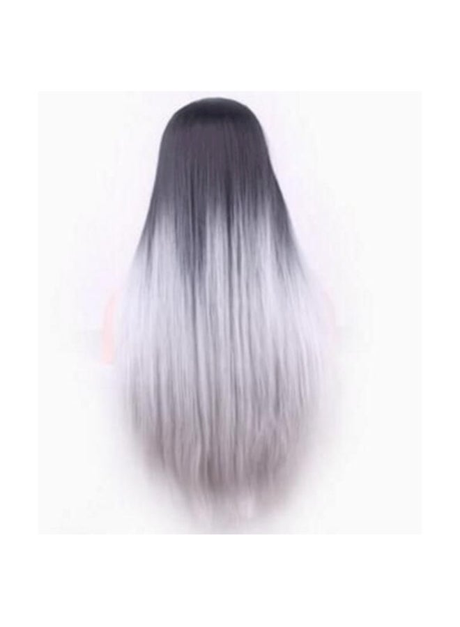 Generic - Long Roots Ombre Color Straight Heat Resistant Full Wig For Girls Grey - Image 1