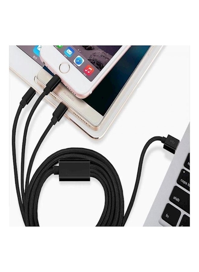 Generic - 3 In 1USB Charger Charging Cable Cord For Iphone Type C Android Micro Us Black - Image 1