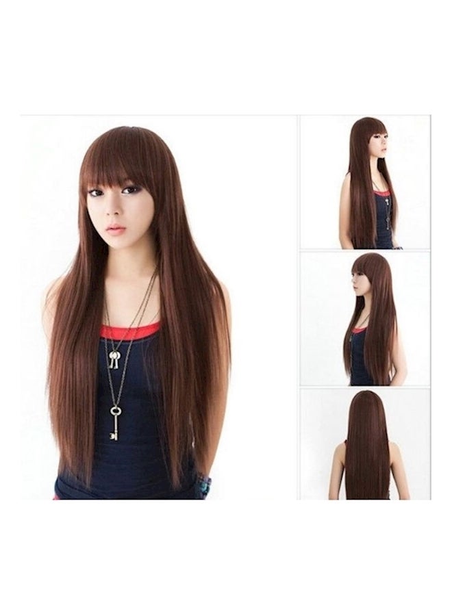Long Straight Natural Wig Synthetic Heat Resistant Hair Wigs For Brown - Image 2