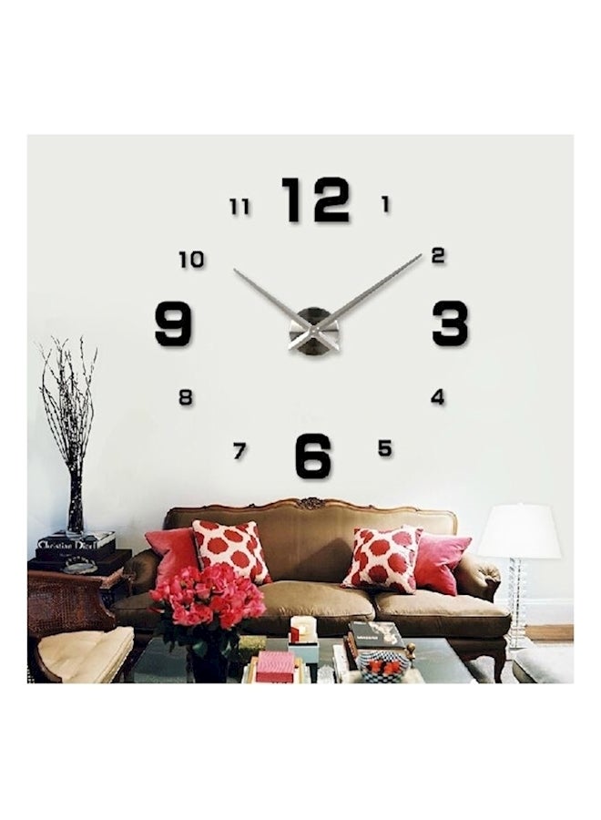 Large DIY Quartz 3D Acrylic Sticker Wall Clock Black/Silver 39.2cm  - Image 1