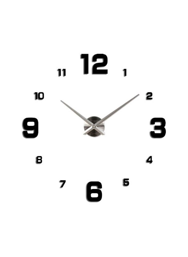 Large DIY Quartz 3D Acrylic Sticker Wall Clock Black/Silver 39.2cm  - Image 2