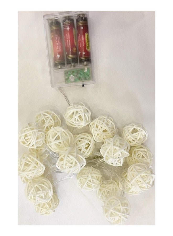 20-Piece Rattan Led Ball Light Beige  - Image 1