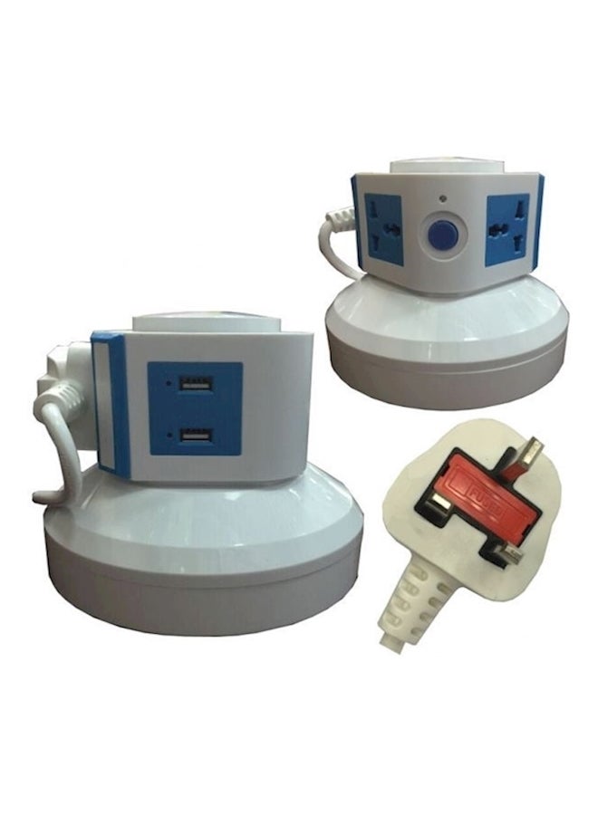 مقبس شامل للتمديد الرأسي مزود بمنفذي Usb أزرق