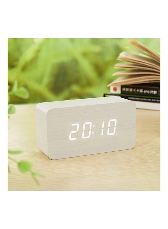 Led Wood Grain Alarm Clock With Temperature Display Multicolour  - Image 3