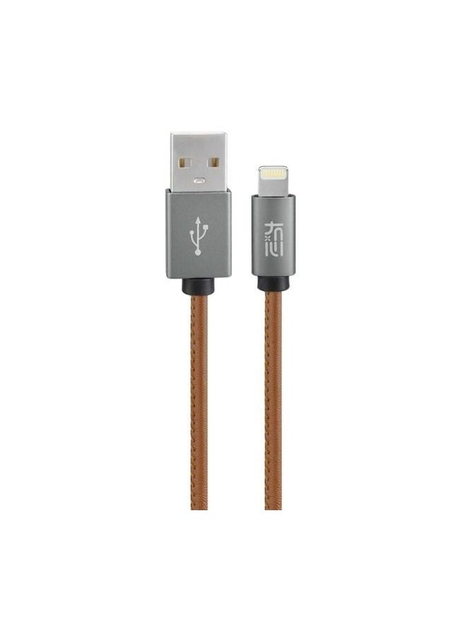 Generic - PU Leather Lightning Cable For iPhone Brown - Image 1