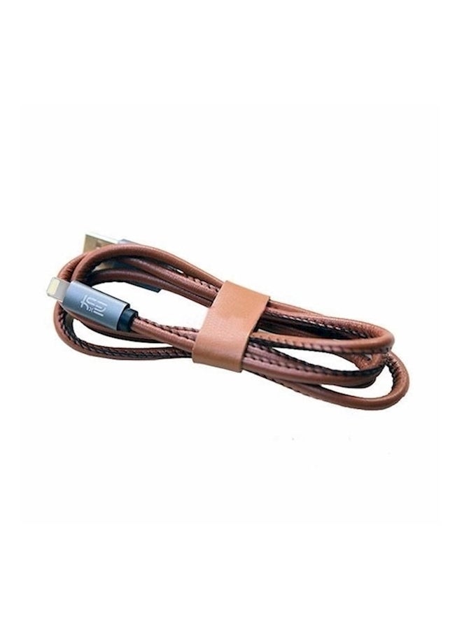 Generic - PU Leather Lightning Cable For iPhone Brown - Image 1