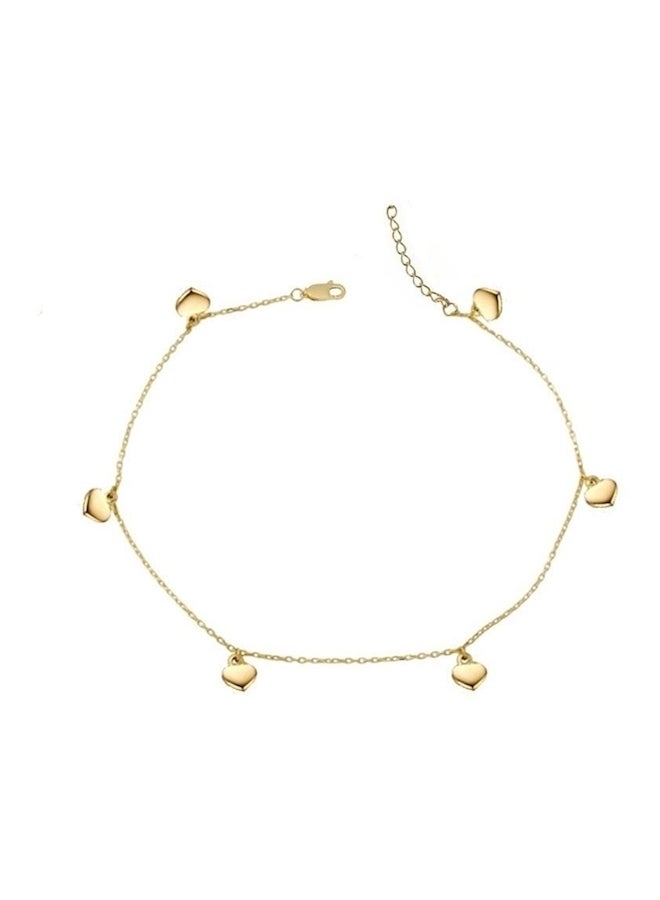 Italian Style Plated Chain Heart Charms Anklet 