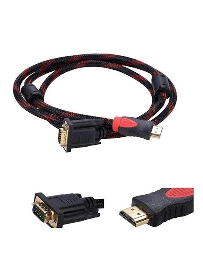 كابل تحويل من Hdmi ذكر بدقة كاملة الوضوح إلى موصل VGA المزود بعدد 15 سناً لجهاز تلفزيون عالي الوضوح بدقة 1080 بكسل أسود - Image 2
