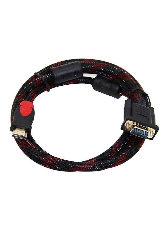 كابل تحويل من Hdmi ذكر بدقة كاملة الوضوح إلى موصل VGA المزود بعدد 15 سناً لجهاز تلفزيون عالي الوضوح بدقة 1080 بكسل أسود - Image 1