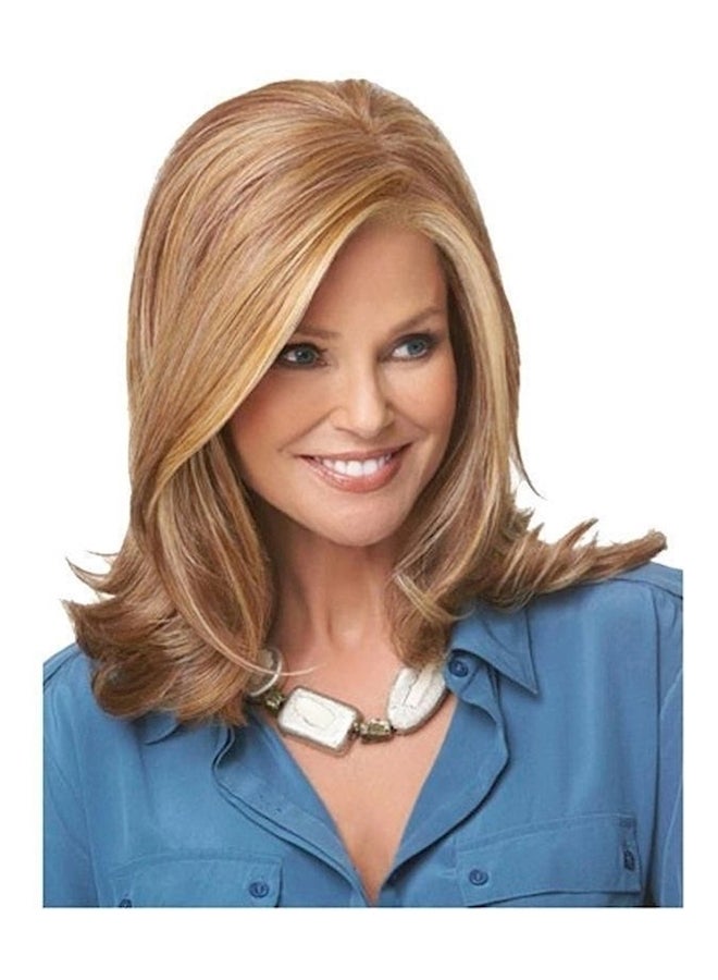 شعر مستعار متوسط الطول وشعر مستعار صناعي ملون بني - Image 3