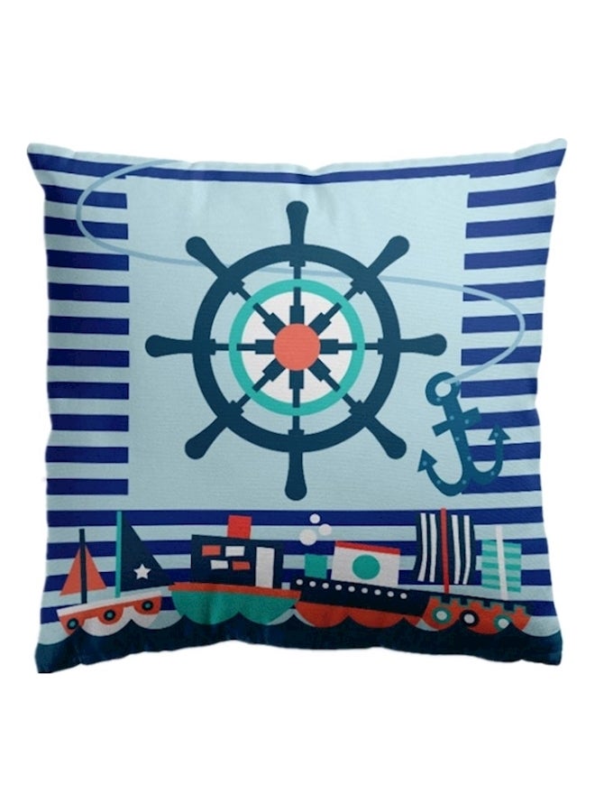 Blue Boat Anchor Pattern Cotton Linen Decorative Throw Pillow Pillow Cushion Cover Blue/Green/Red 18x18cm  - Image 2