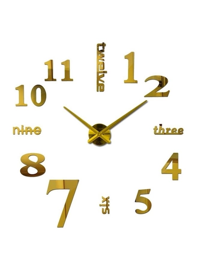 Large DIY Quartz 3D Acrylic Sticker Letters And Number Wall Clock Brown - Image 1