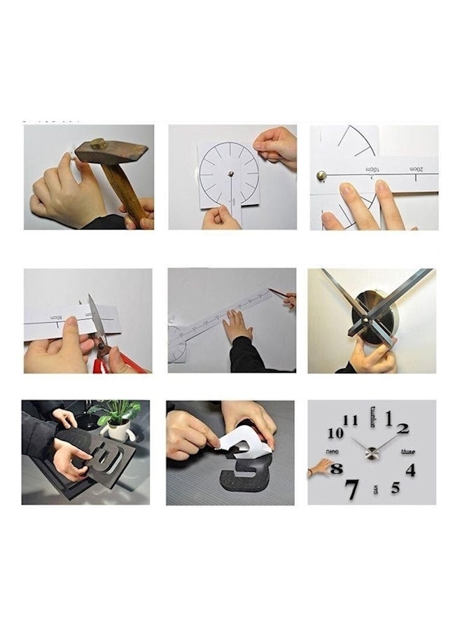 Large DIY Quartz 3D Acrylic Sticker Letters And Number Wall Clock Brown - Image 4