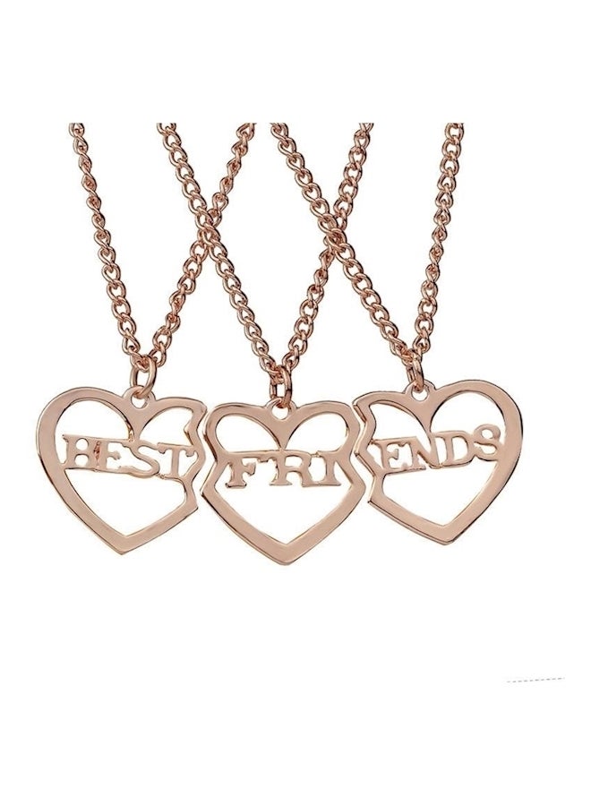 Generic Set Of 3 Best Friends Letter Filigree Trio Heart Puzzle Pendant Chain Necklace  - Image 1