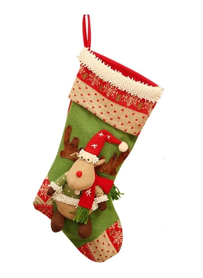 جورب هدايا 3D مناسب لديكور حفلات عيد الميلاد مزين بقرون ظبي ودمية محشوة متعدد الألوان - Image 1