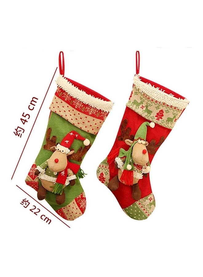 جورب هدايا 3D مناسب لديكور حفلات عيد الميلاد مزين بقرون ظبي ودمية محشوة متعدد الألوان - Image 2