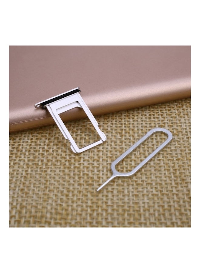 Generic - Mobile Phone Sim Card Tray With Ring Eject Pin Key For Iphone 7 Silver - Image 1