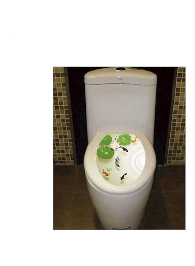 Waterproof Lotus Fish Toilet Sticker White  - Image 1