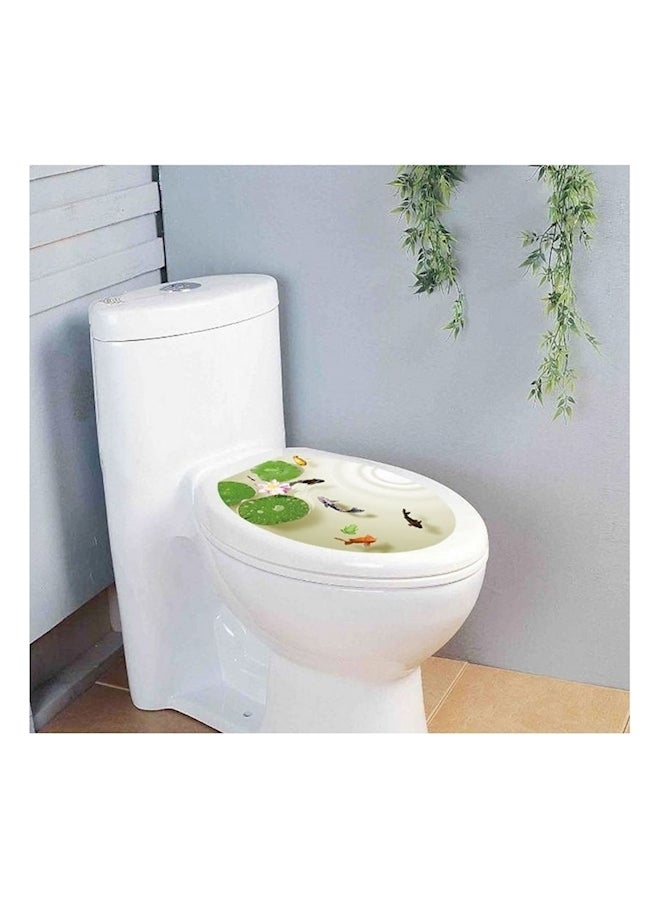 Waterproof Lotus Fish Toilet Sticker White  - Image 2