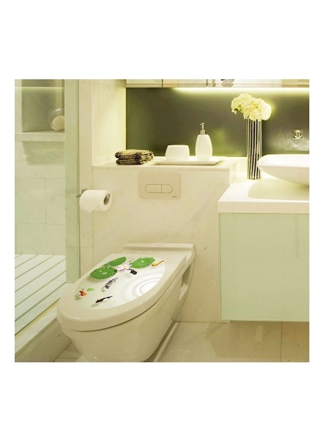 Waterproof Lotus Fish Toilet Sticker White  - Image 3