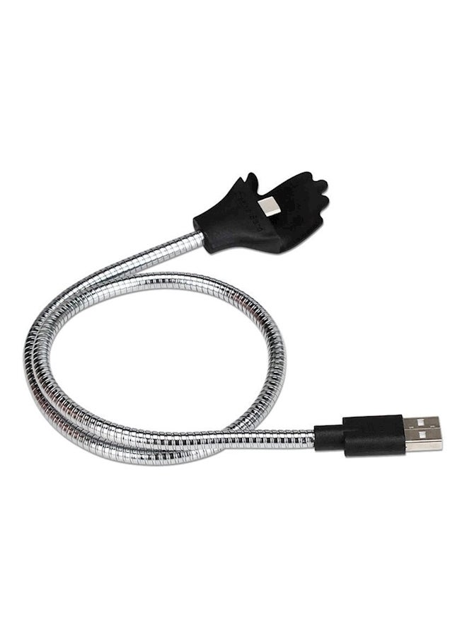 Multi-Functional Metal Soft Hose Palm Holder Type-C To USB Data Charging Cable Black/Silver - Image 1