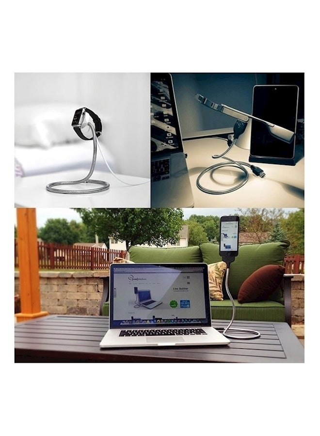 Multi-Functional Metal Soft Hose Palm Holder Type-C To USB Data Charging Cable Black/Silver - Image 4