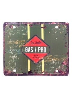 ماركة غير محددة لافتة معدنية من القصدير بتصميم قديم من دبي يحمل عبارة Gas Pro متعدد الألوان 