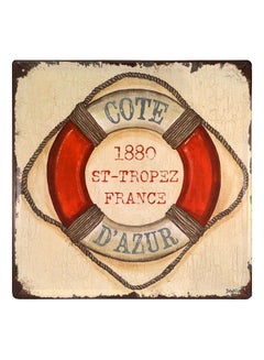 ماركة غير محددة لافتة كلاسيكية بتصميم لوحة معدنية من القصدير مزينة بطبعة عبارة "Saint Tropez France" من دبي متعدد الألوان 