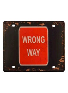 ماركة غير محددة لافتة كلاسيكية بتصميم لوحة معدنية من القصدير مزينة بطبعة عبارة "Wrong Way" من دبي متعدد الألوان 