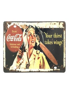 ماركة غير محددة لافتة جدارية من المعدن بتصميم عتيق لعبارة "Your Thirst Takes Wings" في مدينة دبي متعدد الألوان 
