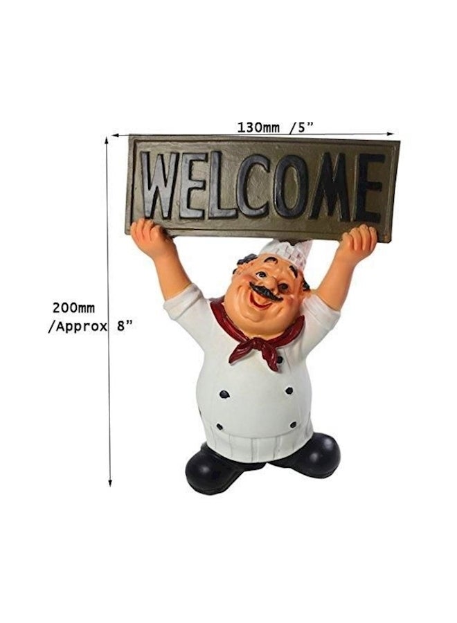 Italian Chef Figurines Kitchen Decor With Welcome Sign Board Plaque Home Kitchen Restaurant Multicolour - Image 2