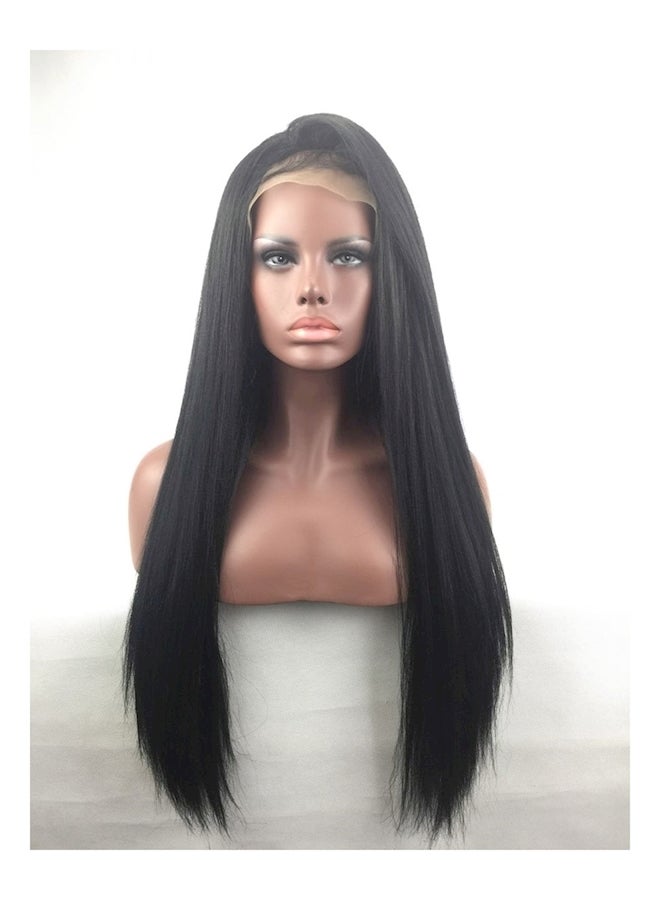 Long Straight Hand Tied Front Lace Synthetic Wig For Black - Image 1