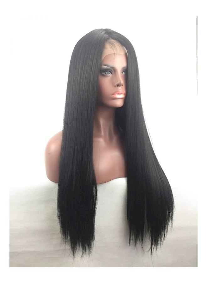 Long Straight Hand Tied Front Lace Synthetic Wig For Black - Image 3