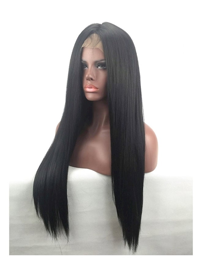 Long Straight Hand Tied Front Lace Synthetic Wig For Black - Image 4
