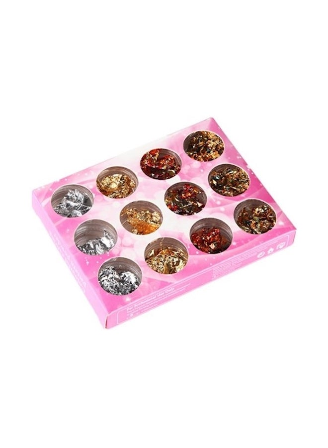 ملصقات لتزيين الأظافر من القصدير مكونة من 12 لوناً Dd094 متعدد الألوان - Image 1