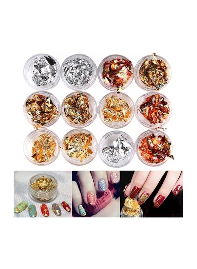 ملصقات لتزيين الأظافر من القصدير مكونة من 12 لوناً Dd094 متعدد الألوان - Image 2