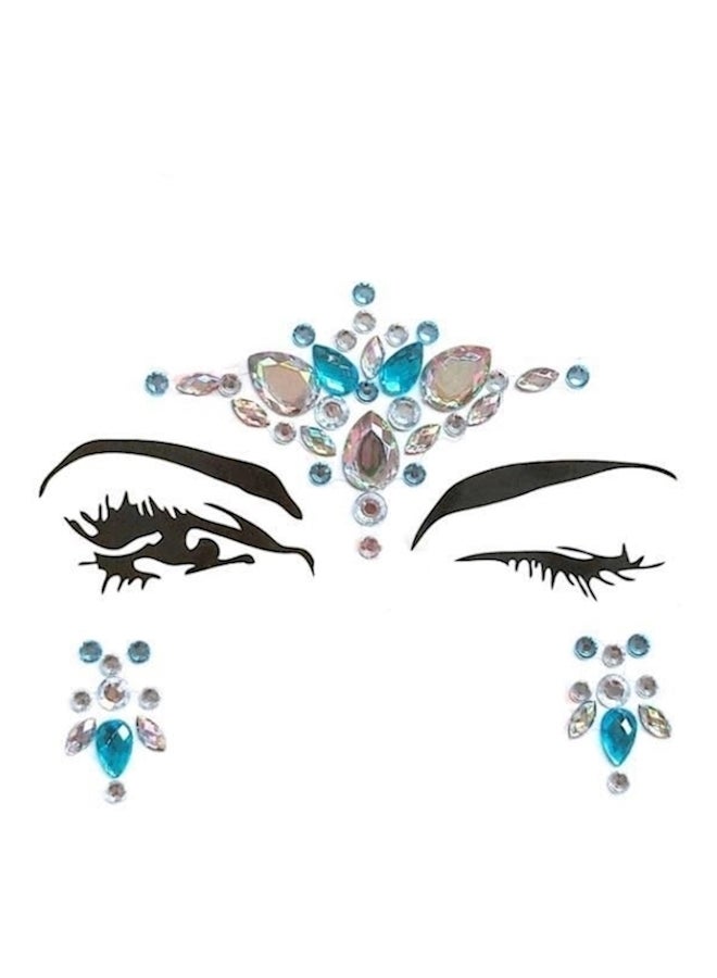 ملصق تاتو للوجه لامع ومرصع بالمجوهرات على شكل حورية البحر متعدد الألوان