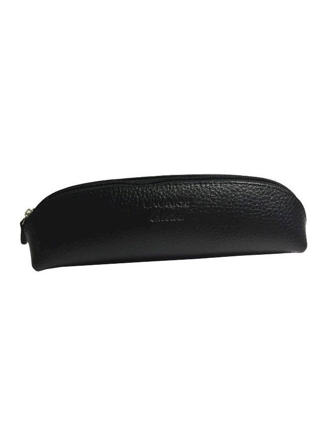 Leather Pencil Case With Zipper Black