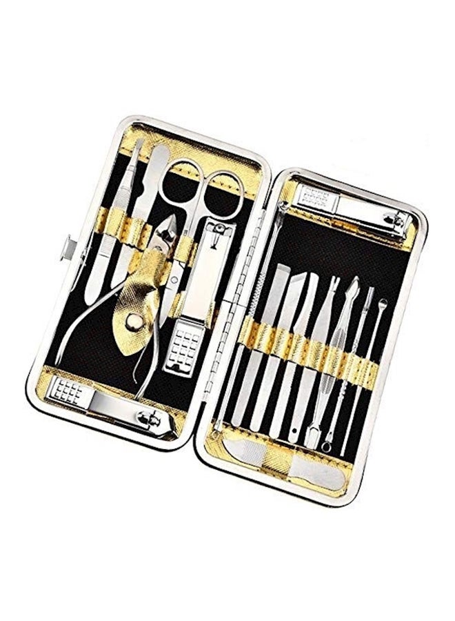 16-Piece Manicure Pedicure Set Gold/Silver