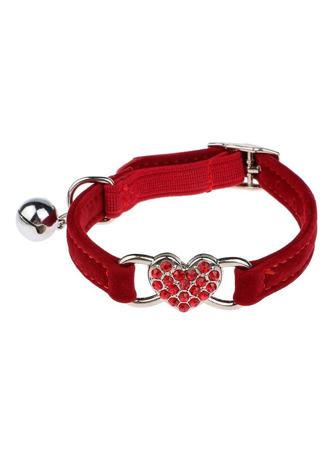 Generic Soft Velvet Adjustable Pet Cat Collar With Removable Bell Red 20-26centimeter  - Image 1