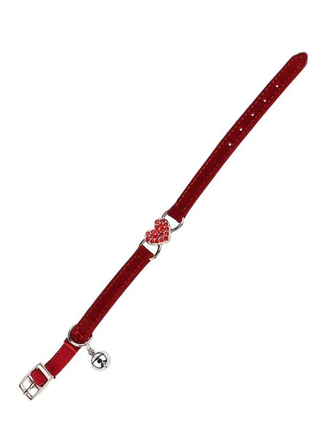 Generic Soft Velvet Adjustable Pet Cat Collar With Removable Bell Red 20-26centimeter  - Image 4