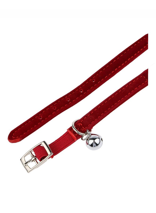 Generic Soft Velvet Adjustable Pet Cat Collar With Removable Bell Red 20-26centimeter  - Image 3