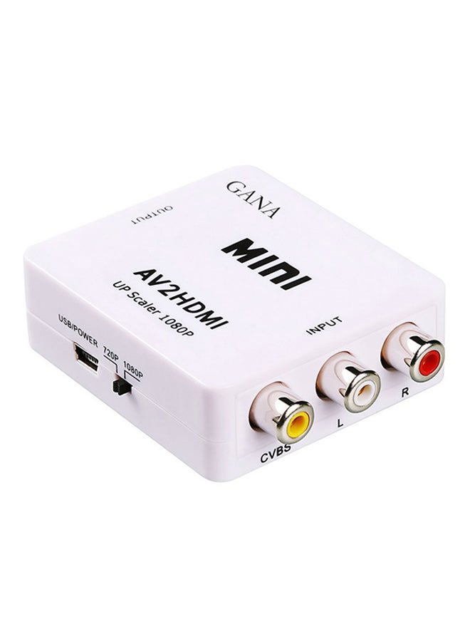 XbotMax 1080P Mini HDMI To VGA RCA AV Composite Adapter Converter White - Image 1