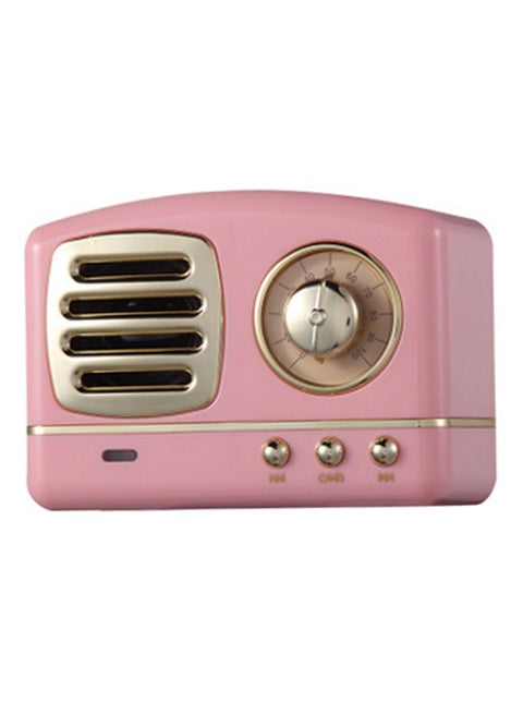 Retro Radio Bluetooth Speaker Pink/Gold